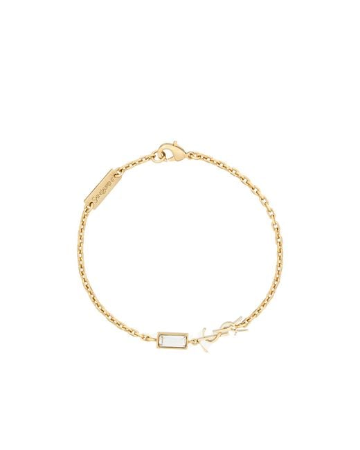 Saint Laurent Metallic Cassandre Charm Bracelet