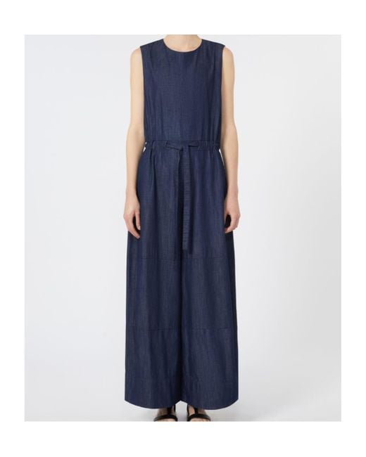 Max Mara Blue Cotton Denim Jumpsuit