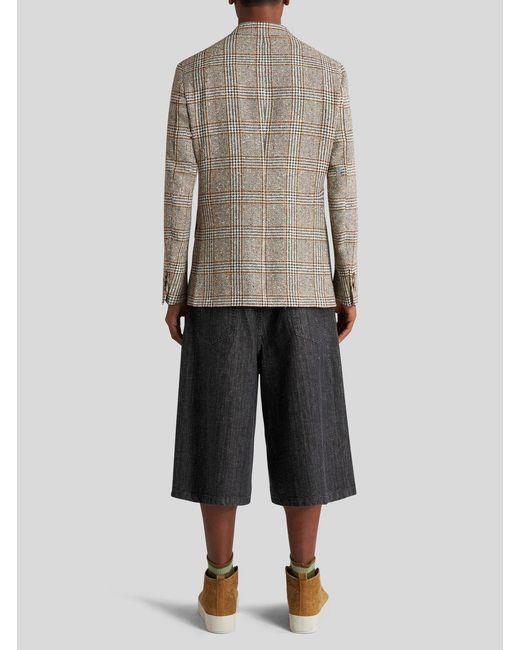 Etro Green Check Linen- And Cotton-Blend Blazer for men