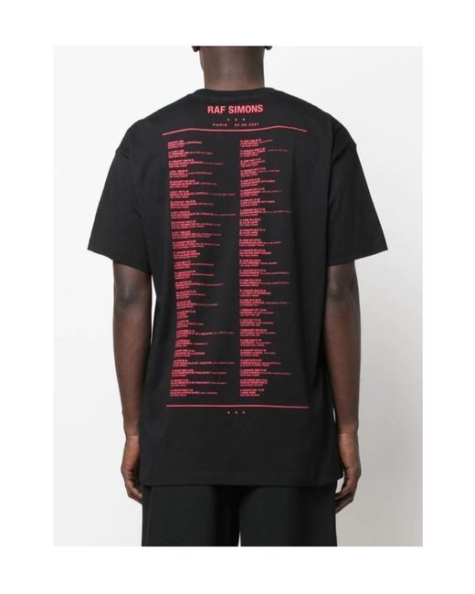 Raf Simons Black Tour Date-Print Cotton T-Shirt for men