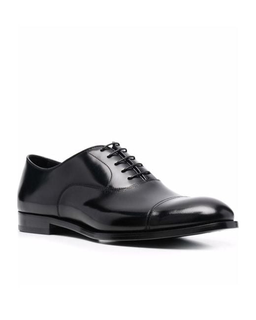 Doucal's Black Almond Toe Lace-Up Shoes for men