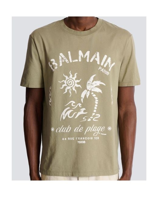 Balmain Multicolor Club De Plage Logo T-Shirt for men