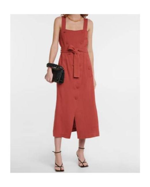 Altuzarra Red Audrey Linen-Effect Midi Dress