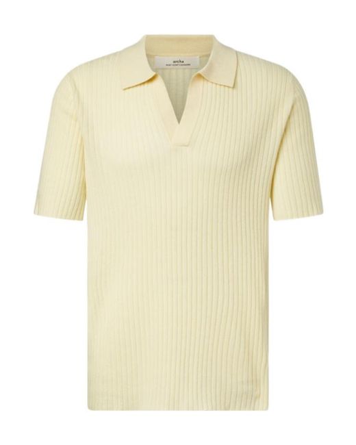 arch4 Natural Ribbed-Knit Cashmere Polo Shirt for men