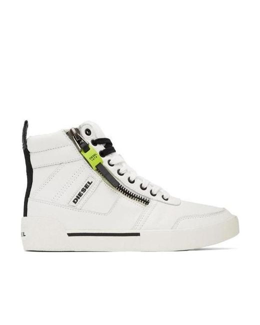 DIESEL White S-Dvelows Zip-Detail High-Top Sneakers for men
