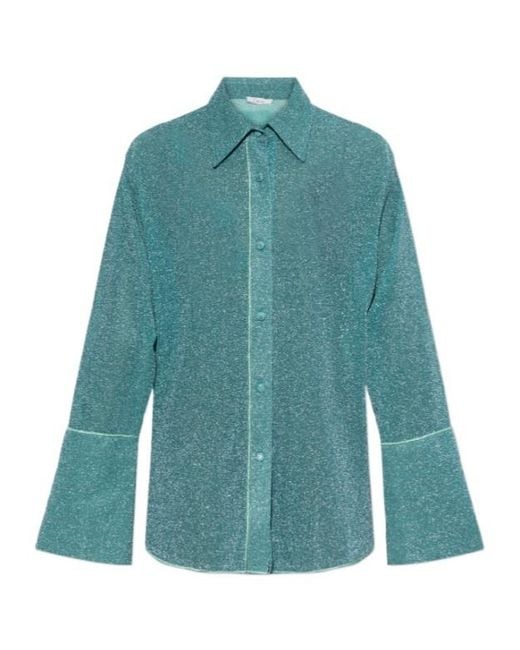 Oseree Blue Oséree Lurex Oversized Shirt
