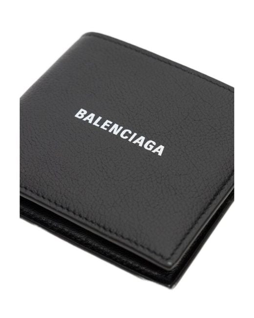 Balenciaga Black Logo Print Bifold Wallet for men