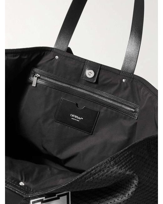 Off-White c/o Virgil Abloh Black Logo Printed Mesh Top Handle Bag for men