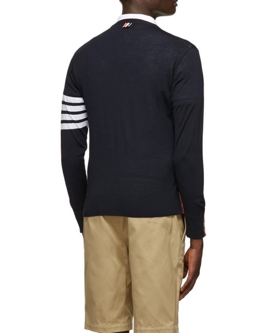 Thom Browne Blue Bar Crewneck Pullover for men