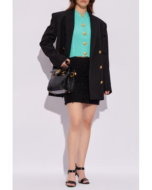 Balmain Black Tweed Mini Skirt