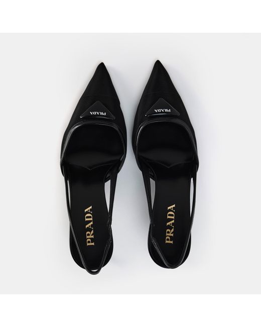 Prada Black Mesh Slingbacks