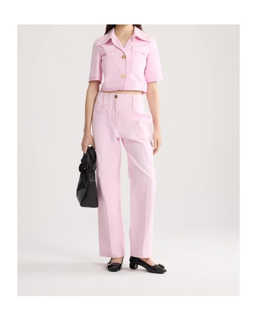 Patou Pink High-Rise Belted Pants