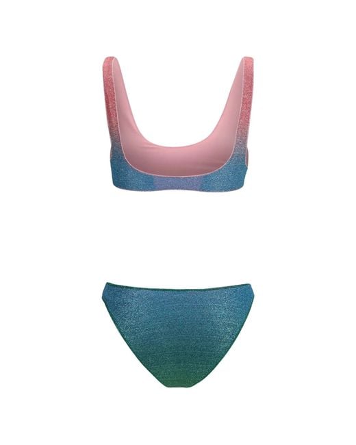 Oseree Blue Oséree Two Piece Lurex Thread Swimsuit