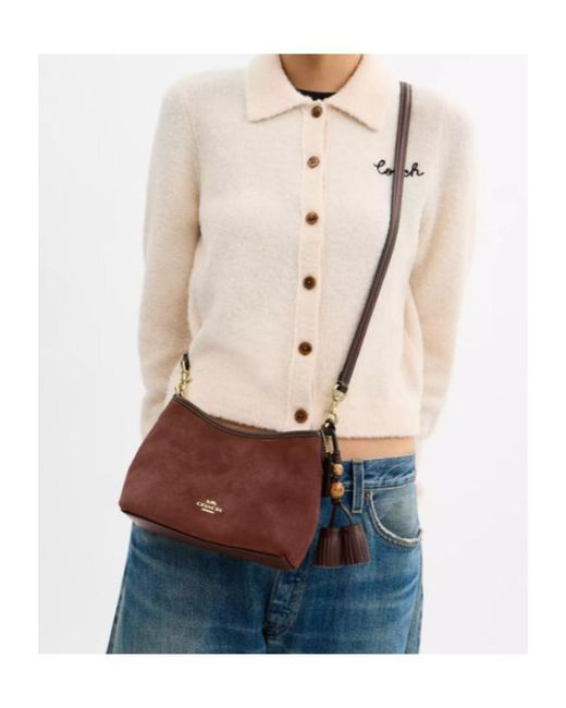 COACH Brown Laurel Small Shoulder Bag With Tassels