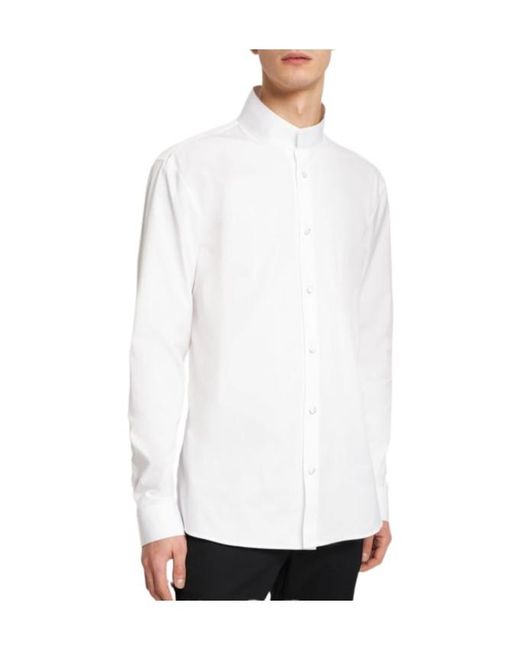 Balmain White Covered Cotton Satin Shirt for men