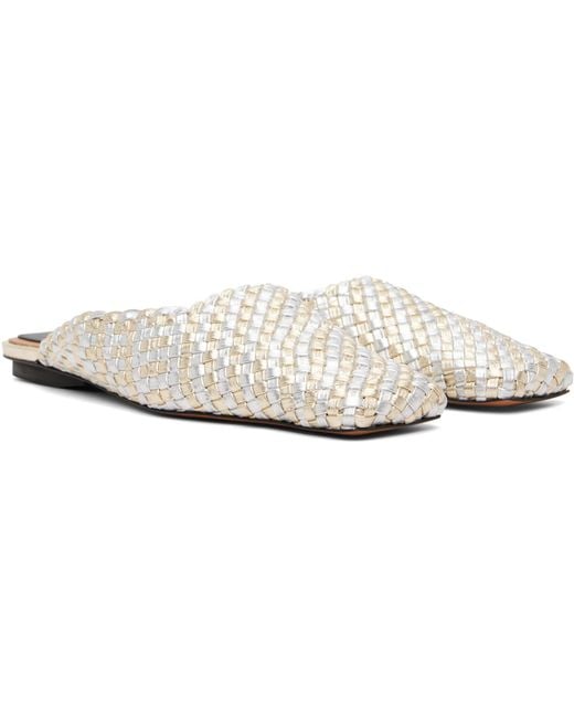Stella McCartney White Metallic Woven Mules