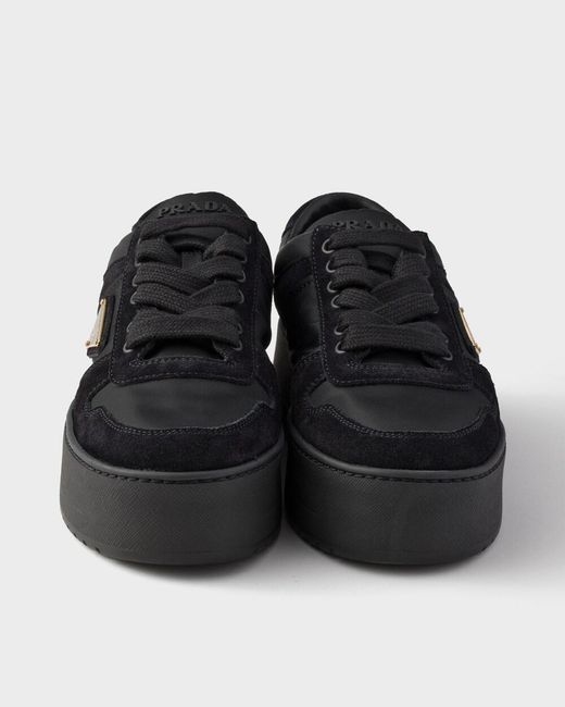 Prada Black Downtown Bold Re-Nylon And Suede Sneakers