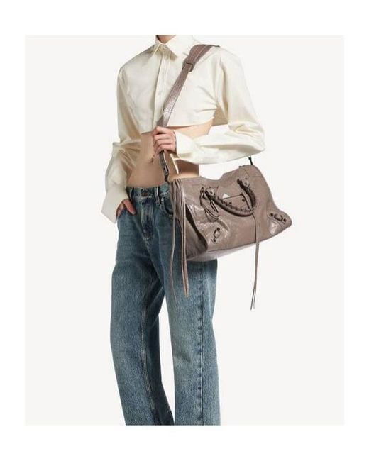 Balenciaga Metallic Le City Medium Shoulder Bag
