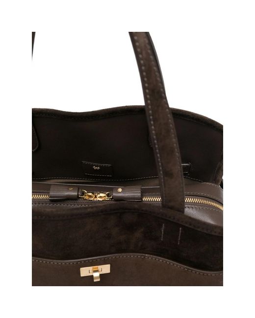 Anya Hindmarch Black Logo Plaque Tote Bag
