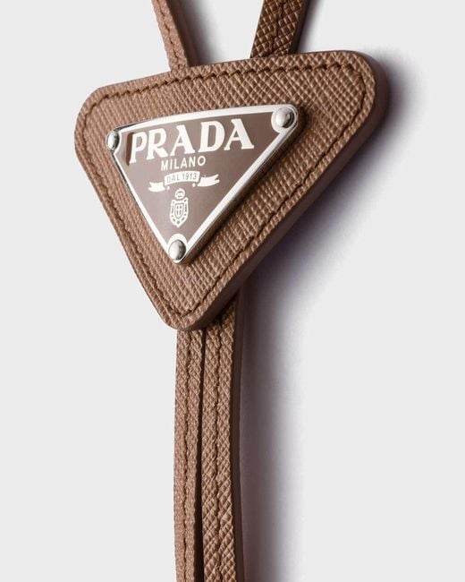 Prada White Saffiano Leather Bolo Tie for men