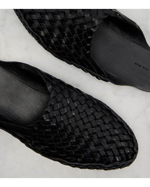 The Row Black Woven Leather Mules