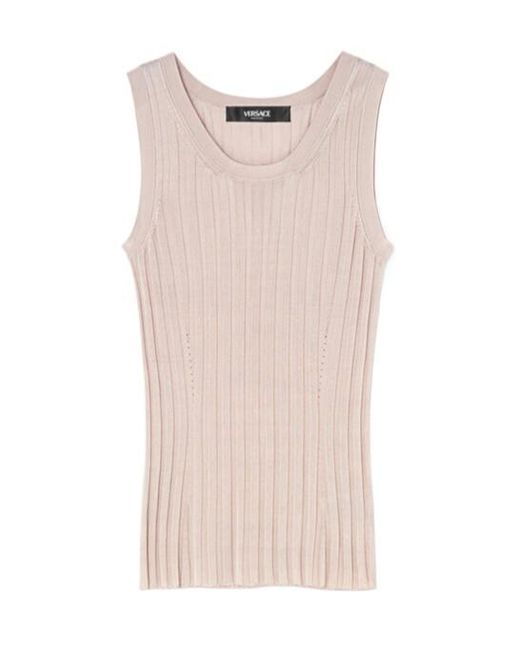 Versace Pink Medusa Plaque Knitted Tank Top