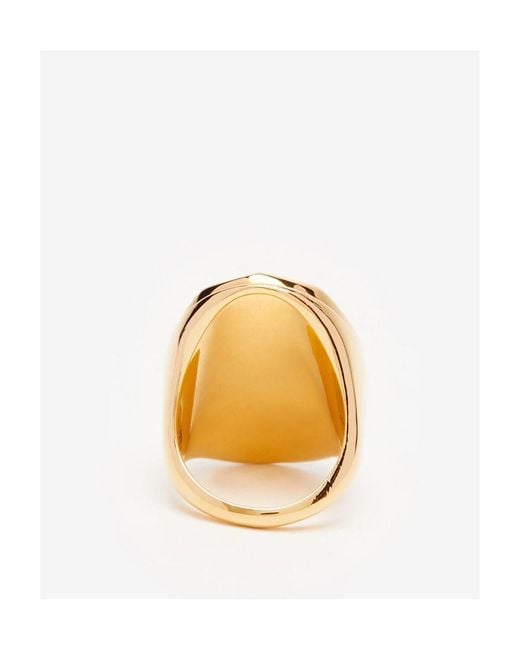 McQueen Metallic Logo Embossed Faceted Ring