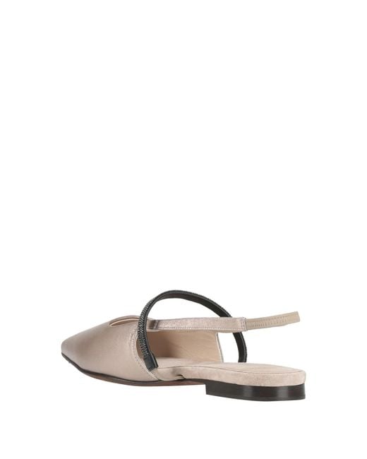 Brunello Cucinelli Natural Solid Color Pointed-Toe Slip-On Shoes
