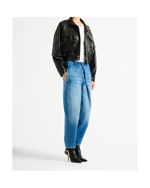 Balmain Black Lambskin Bomber Jacket