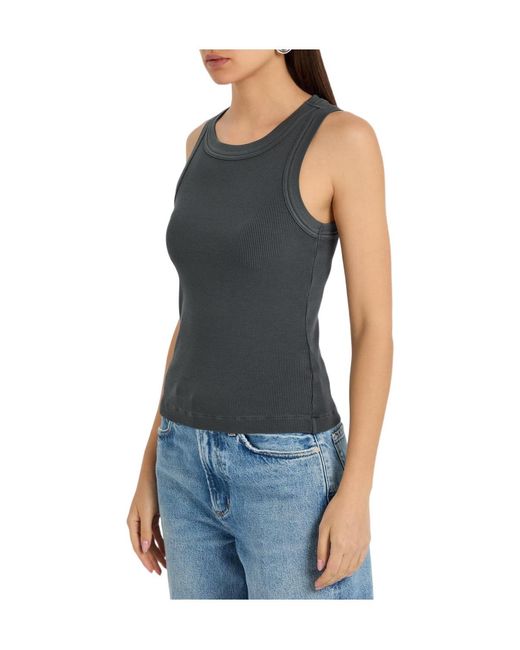 Citizens of Humanity Black Ribbed Cotton-Blend Tank
