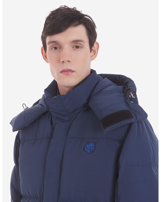 Maison Kitsuné Blue Fox-Appliqué Padded Coat for men