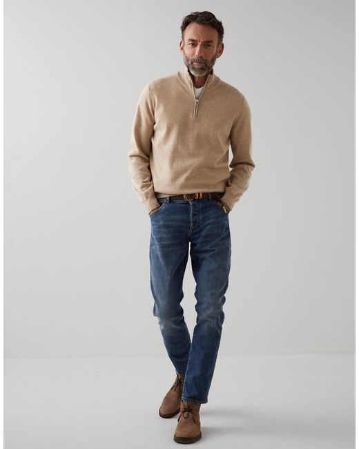 Brunello Cucinelli White High Neck Zip Front Sweatshirt for men