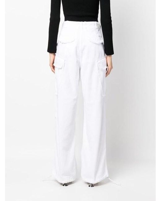 DARKPARK White Ripped-Detail Wide-Leg Trousers