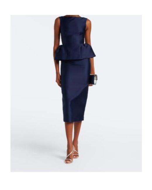 Roland Mouret Blue Peplum Taffeta Cocktail Dress