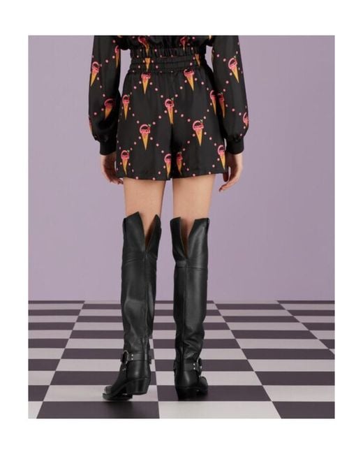 Gucci Black Ice-Cream-Print Silk Shorts
