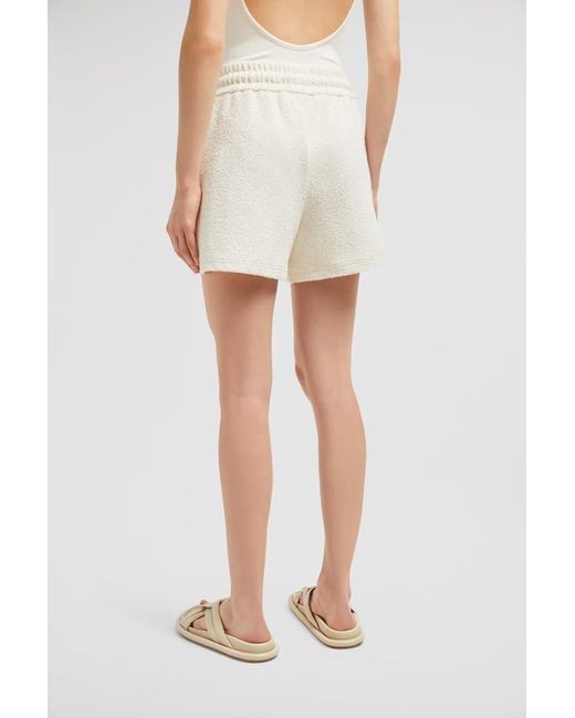 Moncler White Logo Patch Drawstring Shorts