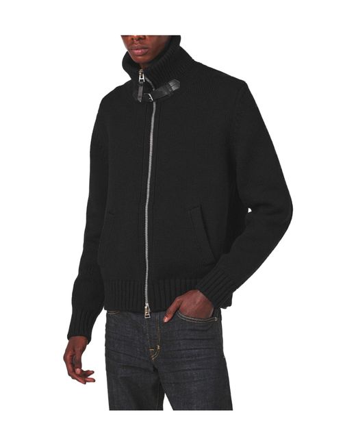 Tom Ford Black Wool Zipper Shirt for men