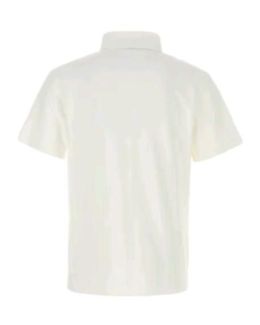 Burberry White Logo Embroidered Polo Shirt for men