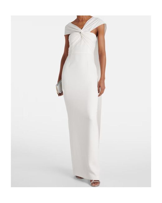 Roland Mouret White Bridal Asymmetric Cady Gown