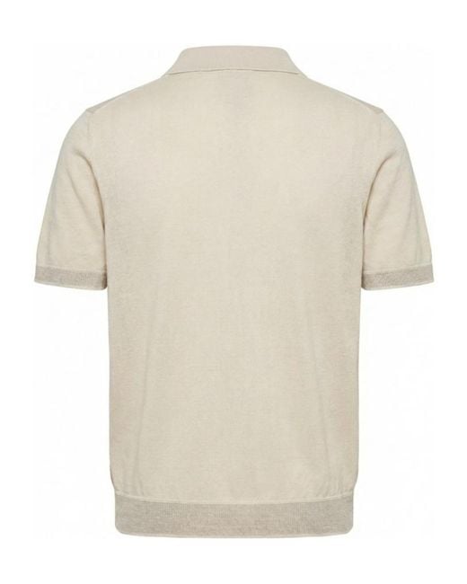 Peserico Natural Short-Sleeved Knitted Shirt for men