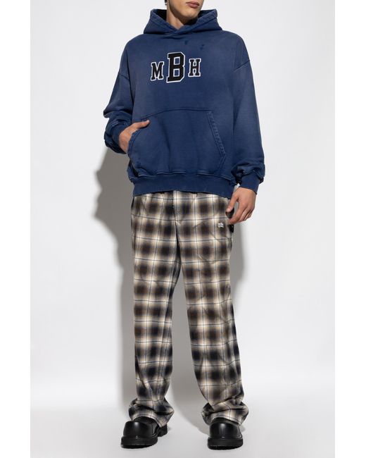 M I S B H V Blue Logo-Embroidered Hoodie for men
