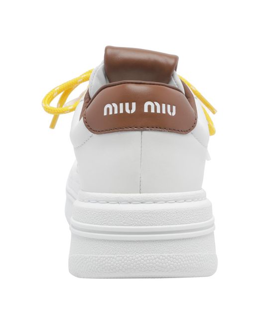 Miu Miu White Round-Toe Low-Top Casual Shoes
