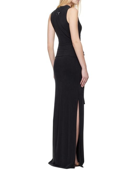 Balmain Black Cut Out Detailed Ribbed Maxi Dress