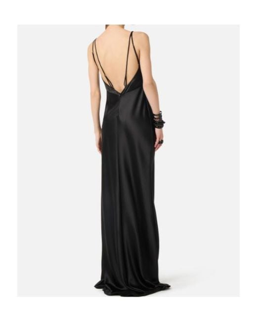 Elisabetta Franchi Black Carpet Satin Mermaid Evening Dress