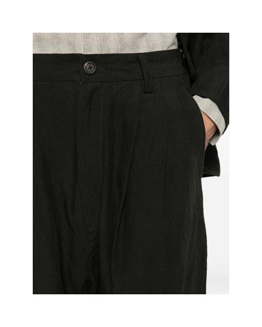 Ziggy Chen Black Pleated Buttoned Trousers for men