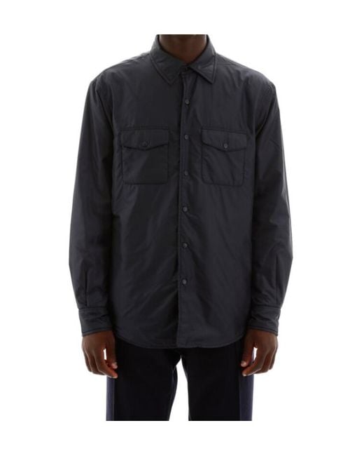 Aspesi Blue Chest-Pocketed Buttoned Shirt Jacket for men