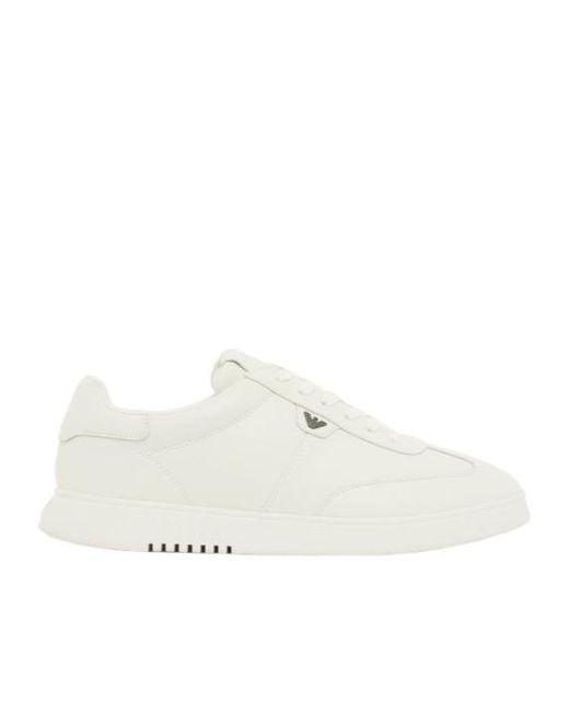Emporio Armani White Panelled Low-Top Sneakers for men