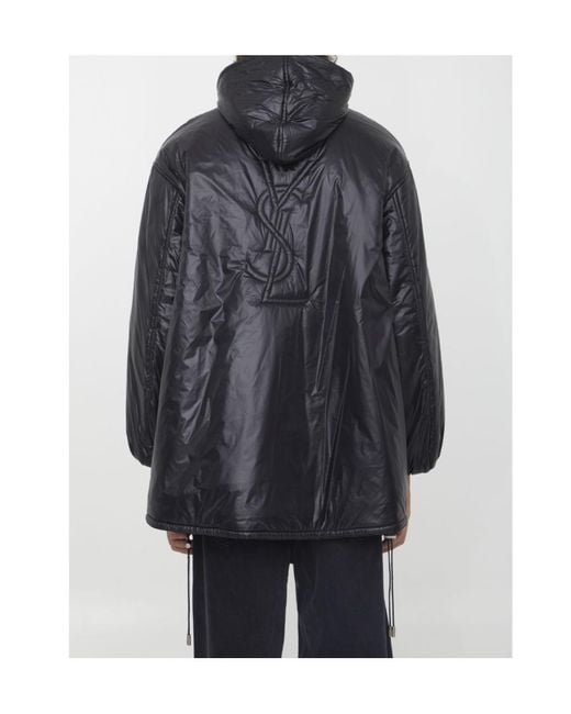 Saint Laurent Gray Saint Logo Embossed Drawstring Jacket for men