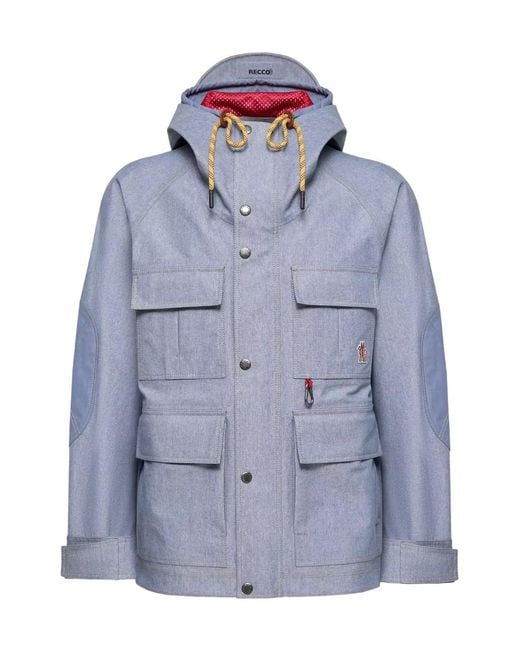 Moncler Blue Grenoble Ajaccio Chambray Hooded Field Jacket for men
