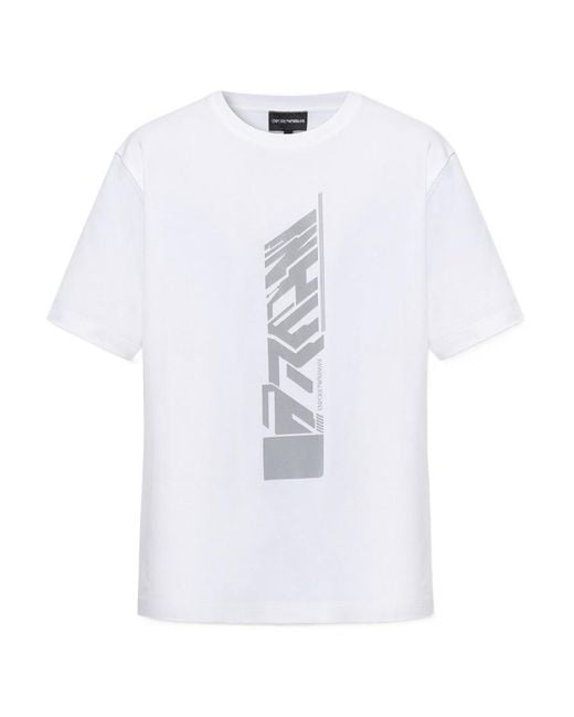 Emporio Armani White Graphic-Print T-Shirt for men
